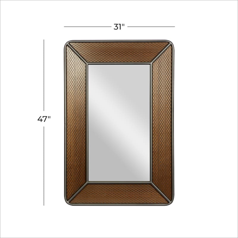 Brown Wood Industrial Wall Mirror 47 x 31 x 1 - 31 x 1 x 47