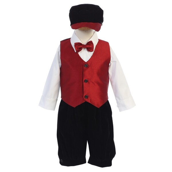 4pc Boys Baby Toddler Kids Navy Bow Tie Formal Set Suit Hat S-7