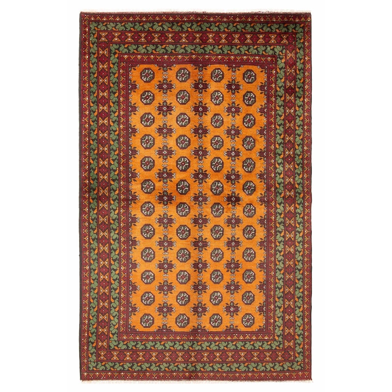 ECARPETGALLERY Hand-knotted Uzbek Kargahi Copper Wool Rug - 5'3 x 8'1 - 5'3 x 8'1 - Copper