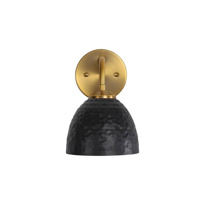 Golden Lighting Shepard 1-light Wall Sconce in Modern Brass and Matte Black shade