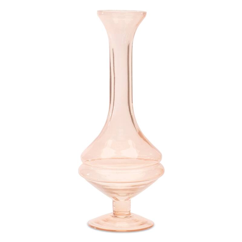 Set of Two 9" Pink Glass Trumpet Table Vases - 3.50