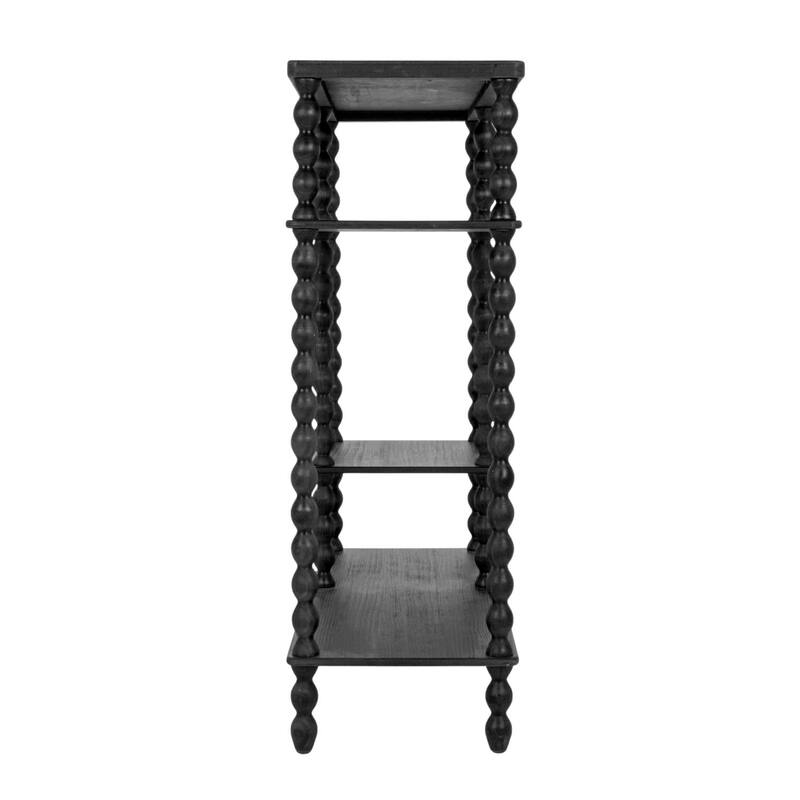 4-Tier Asymmetrical Wood Spindle-Leg Display Shelf Unit - 35.0"L x 13.38"W x 39.63"H