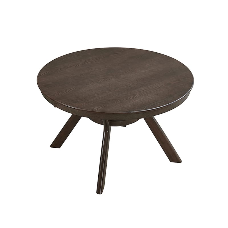 5 Pieces Set Mid-century Modern 47 in Round Rubber Wood Dining Table with Pedestal Base for 4-6 People