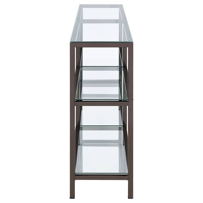 Kate 55-inch 3-shelf Console Bookcases Black Nickel - 55.25" x 10.25" x 26.75"