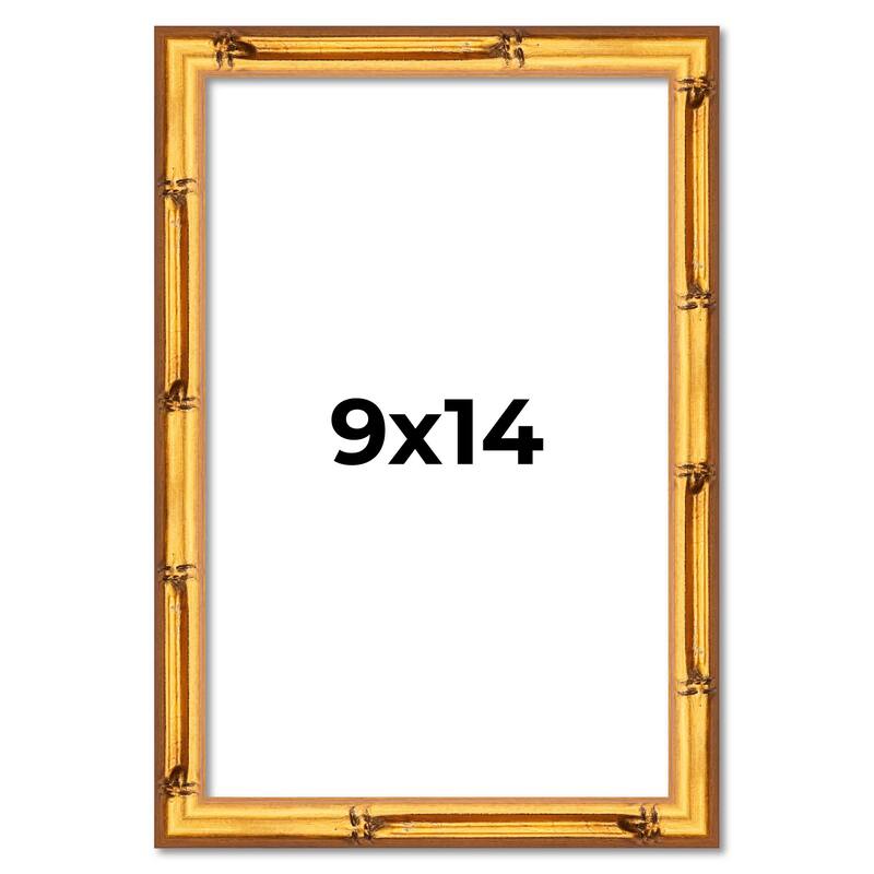 9x14 Frame Gold Bamboo Picture Frame Modern Photo Frame Includes UV Acrylic Shatter Guard Front Acid Free Foam Backing Board