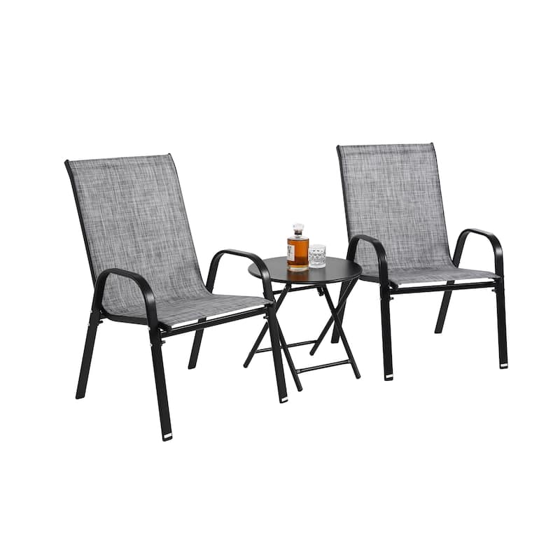 Outdoor Camping Chairs with Breathable Textilene Fabric - Grey