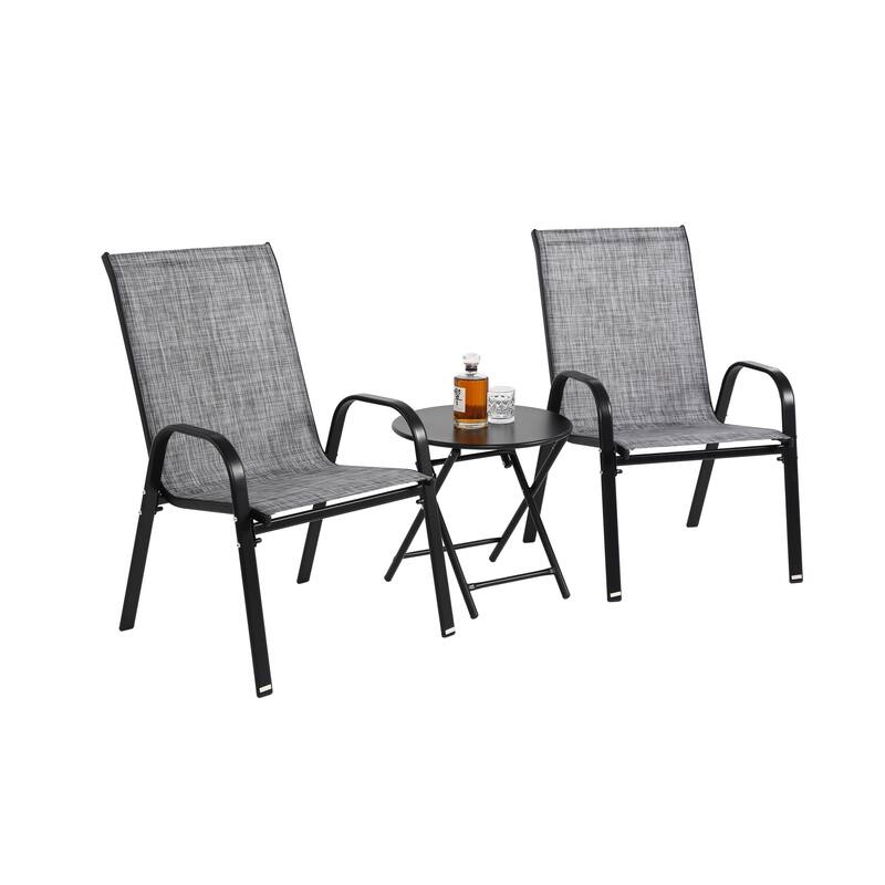 Outdoor Table Chairs Set of 3 with 2 Camping Chairs & Folding Table