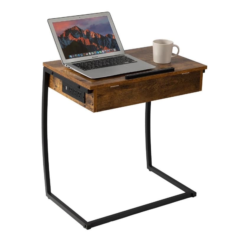 TV Tray Tables - 23.6"D x 15.75"W x 28.5"H - Rustic Brown 2