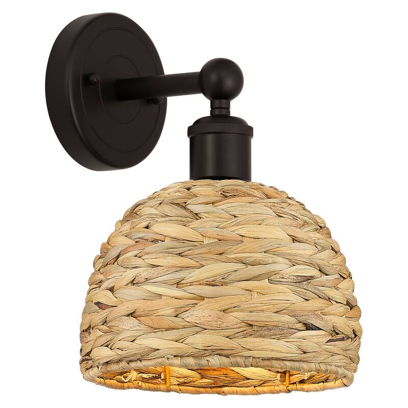 Innovations Lighting 616-1W-11-8 Woven Rattan Sconce Woven Rattan 11" - Oil Rubbed Bronze / Natural