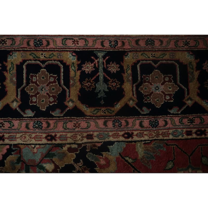 Hand Knotted Oriental 100% Wool Carpet Traditional All-Over Pink Sarouk Area Rug - 9' 9'' X 8' 0''