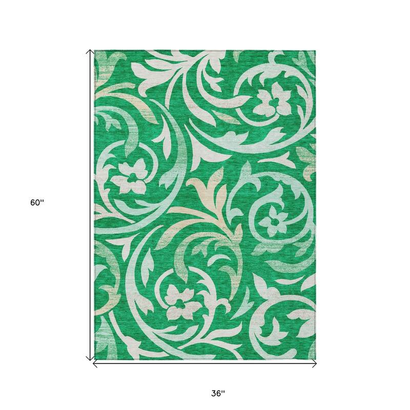 HomeRoots Floral Transitional Rectangle Outdoor Rug