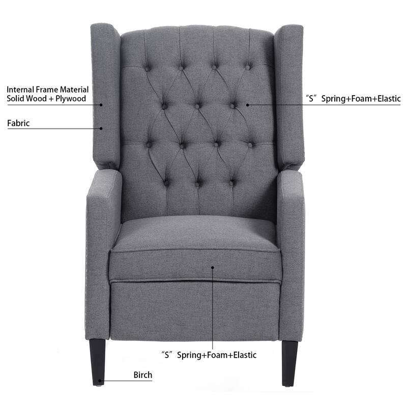 27.16" Wide Manual Wing Recliner Chair with Silver Bubble Nails