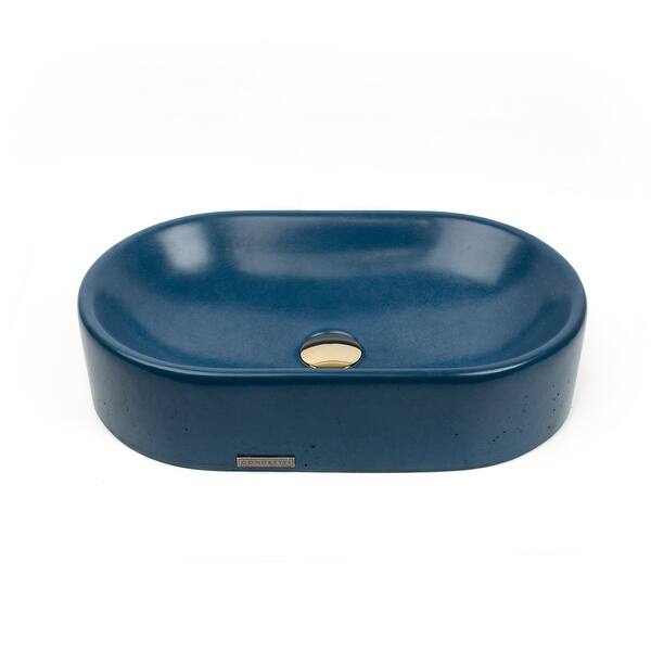 slide 2 of 10, Concretti Designs Handmade Boston Concrete Vessel Sink/Washbasin. Dark Blue