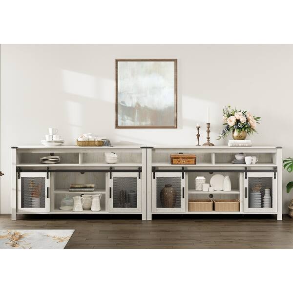TrailBlaze 3-Tier Kitchen Island With Storage, Coffee Bar Cabinet With Sliding Barn Door  Table Island Kitchen Cabinet Farmhouse Sideboard Buffet Cabinet With 2 Side Hooks  Shelf For Home Dining Room