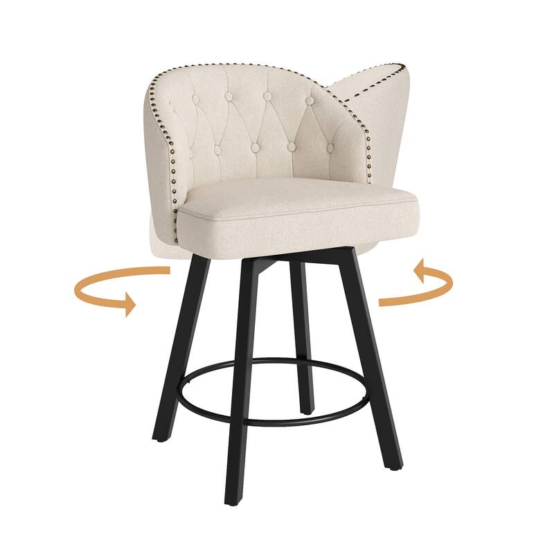 26" Swivel Counter Height Swivel Bar Stools Set of 3 Upholstered Counter Stools - 26" H