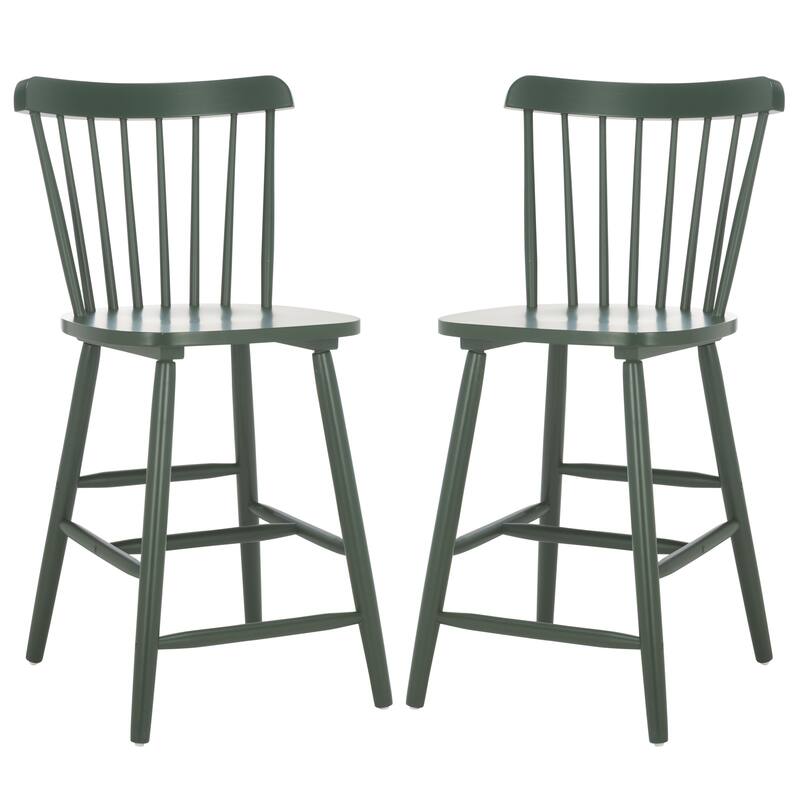 SAFAVIEH Arra 24-inch Spindle Farmhouse Counter Stool (Set of 2) - 19.9" x 20.1" x 43.1" - 20"W x 20"D x 38"H - Garden Green