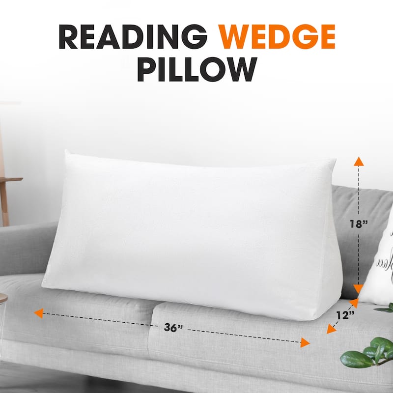 Cheer Collection Ultra Supportive Oversized Reading Wedge Pillow - White