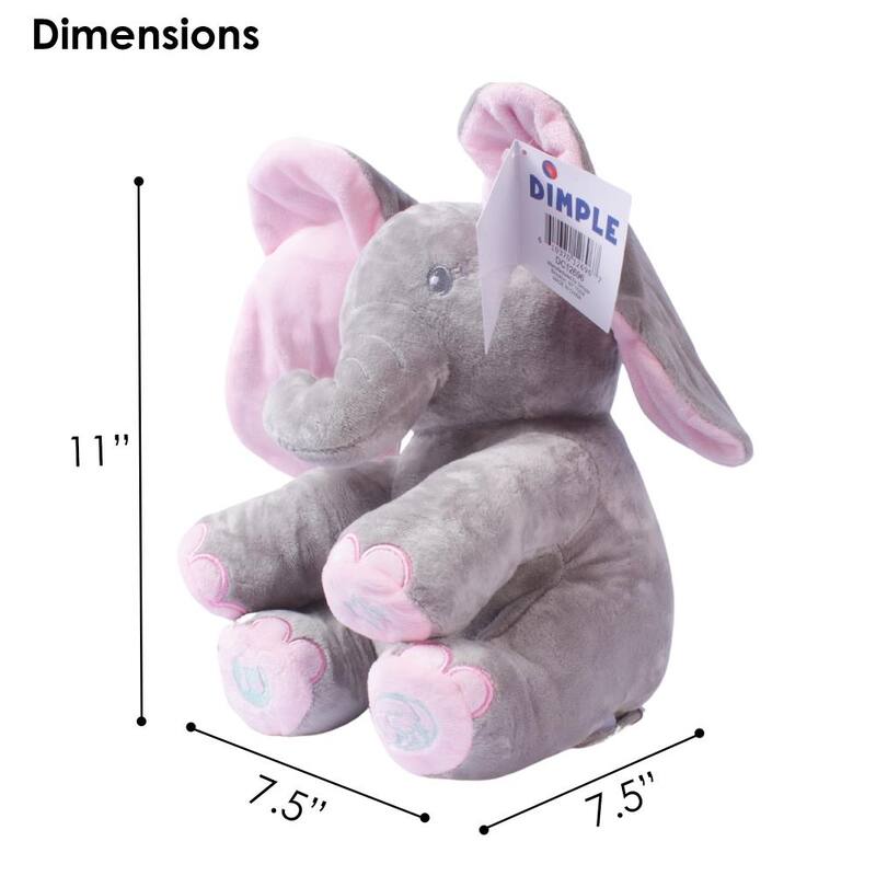 Dimple Kaia the Singing Peek-a-Boo Elephant - Interactive Plush Toy for Babies and Toddlers with Moving Ears and Music
