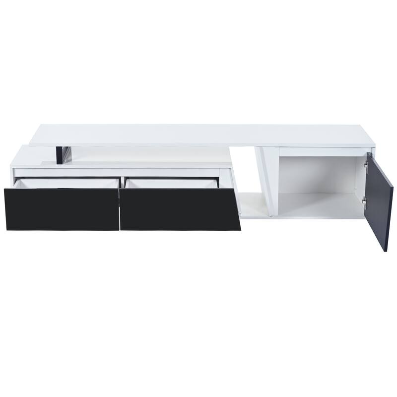Roomfitters Extendable TV Stand for up to 100 Inch TV, Modern Media Console Cabinet with Drawers and Storage