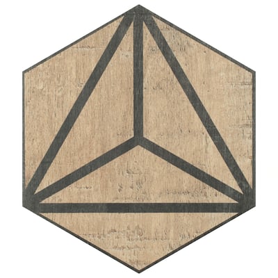Merola Tile Sawnwood Tribeka Hex Brown 8-5/8" x 9-7/8" Porcelain Floor and Wall Tile