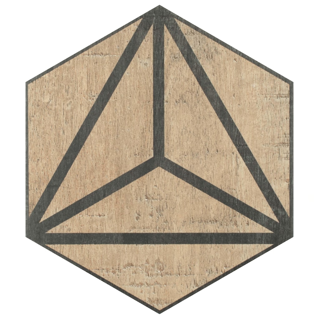 Merola Tile Sawnwood Tribeka Hex Brown 8-5/8" x 9-7/8" Porcelain Floor and Wall Tile