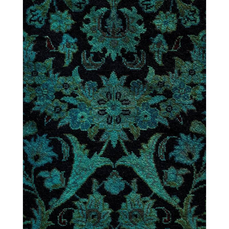 Overton Hand Knotted Wool Vintage Inspired Modern Contemporary Overdyed Blue Runner Rug - 2' 7" x 10' 5"