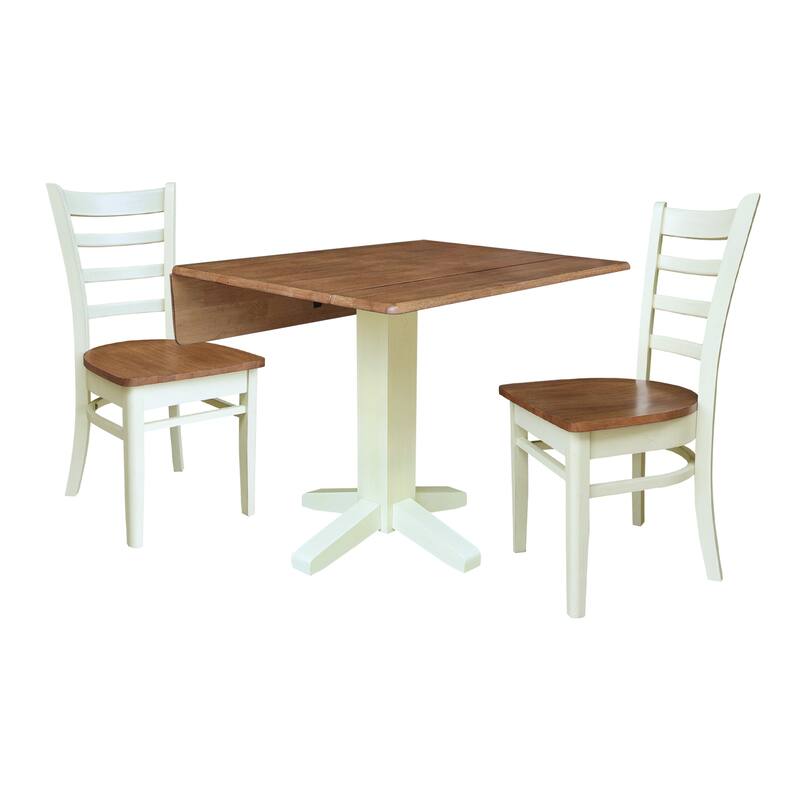 36" Square Dual Drop Leaf Dining Table with Two Chairs