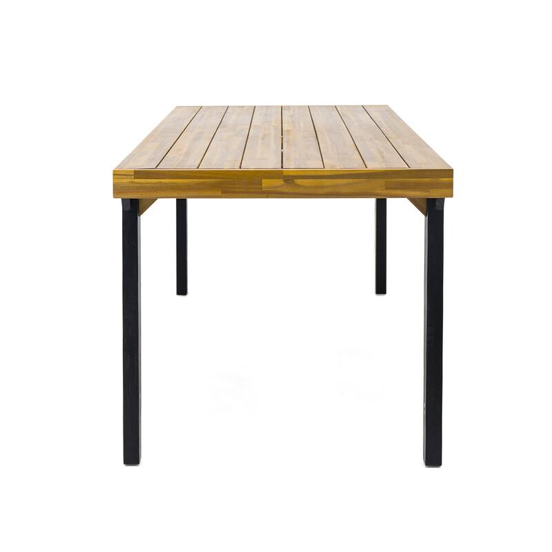Acacia Wood Dining Table with Splay Legs and Slat Top Weather Resistant Outdoor