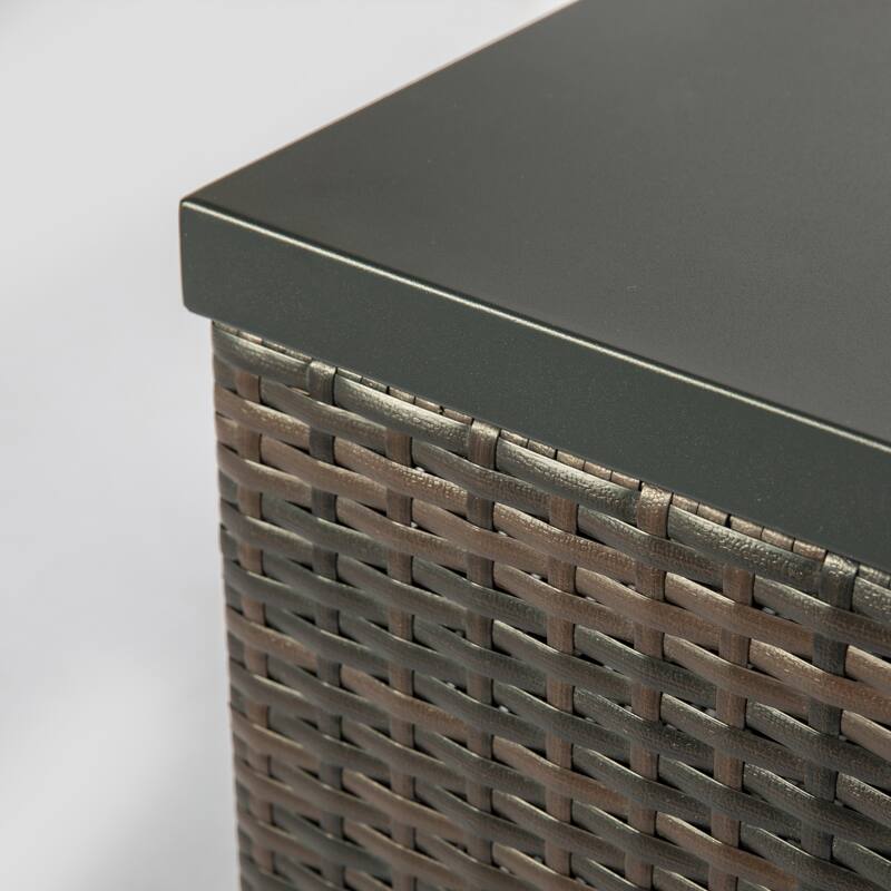 Outdoor Gas Fire Pit Square Dark Brown Wicker