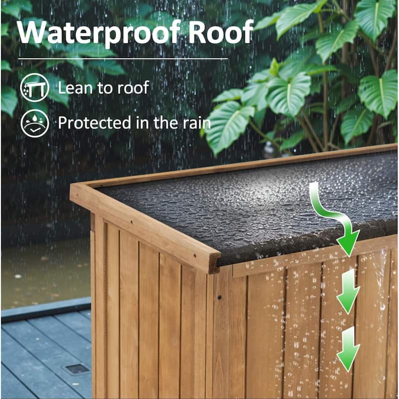 MCombo 63 inch Tall Outdoor Storage Tool Cabinet Shed with Lock for Yard (34.3" L x 18.3" W x 63" H), Wooden 0870