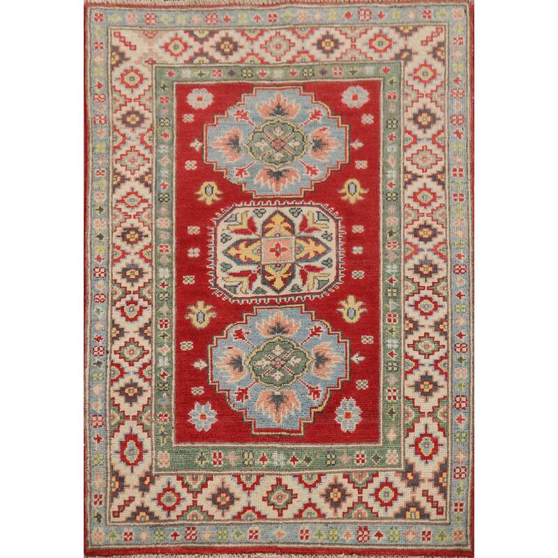 Traditional Red Kazak Foyer Rug Handmade Wool Carpet - 2'10" x 3'9"