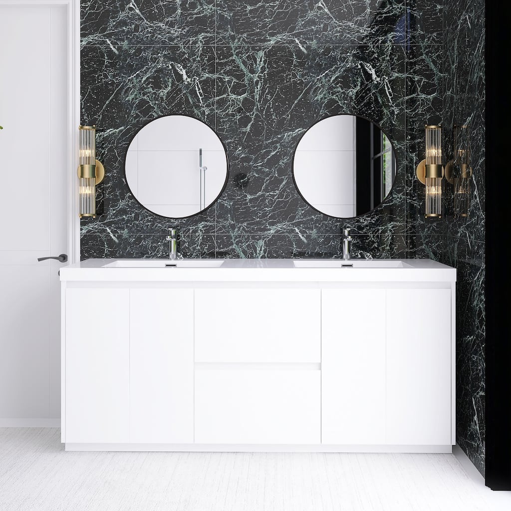 Floating Bathroom Vanity with Integrated Resin Top