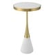 preview thumbnail 1 of 1, Uttermost Apex White Concrete Accent Table - 13"W x 24"H x 13"D White/Gold - 13"W x 24"H x 13"D