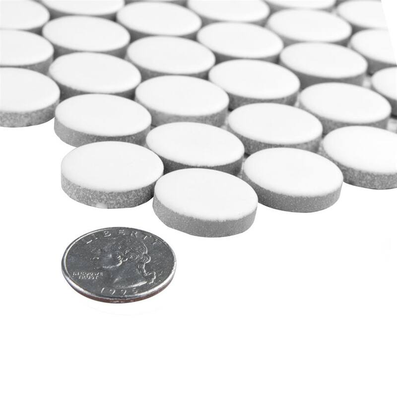 Merola Tile Hudson Penny Round Matte White 11-7/8" x 12-5/8" Porcelain Floor and Wall Tile