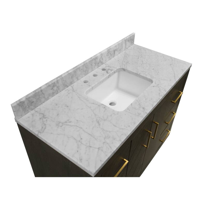 KitchenBathCollection Peyton 48" Bathroom Vanity with Carrara Marble Top