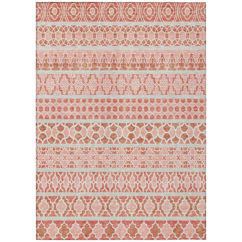 Machine Washable Indoor/ Outdoor Chantille Stripe Boho Rug