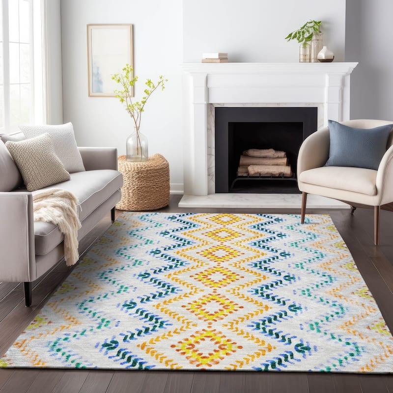 Premium Washable Super Soft Boho Geo Mayfield Rug - Ivory - 2' 6" x 3' 10"