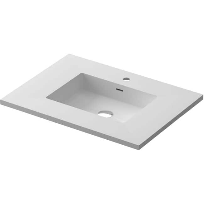 Miseno MVT-30-313SQ1HSS Forever 30" Solid Surface Vanity Top - Matte White Solid Surface - Painted