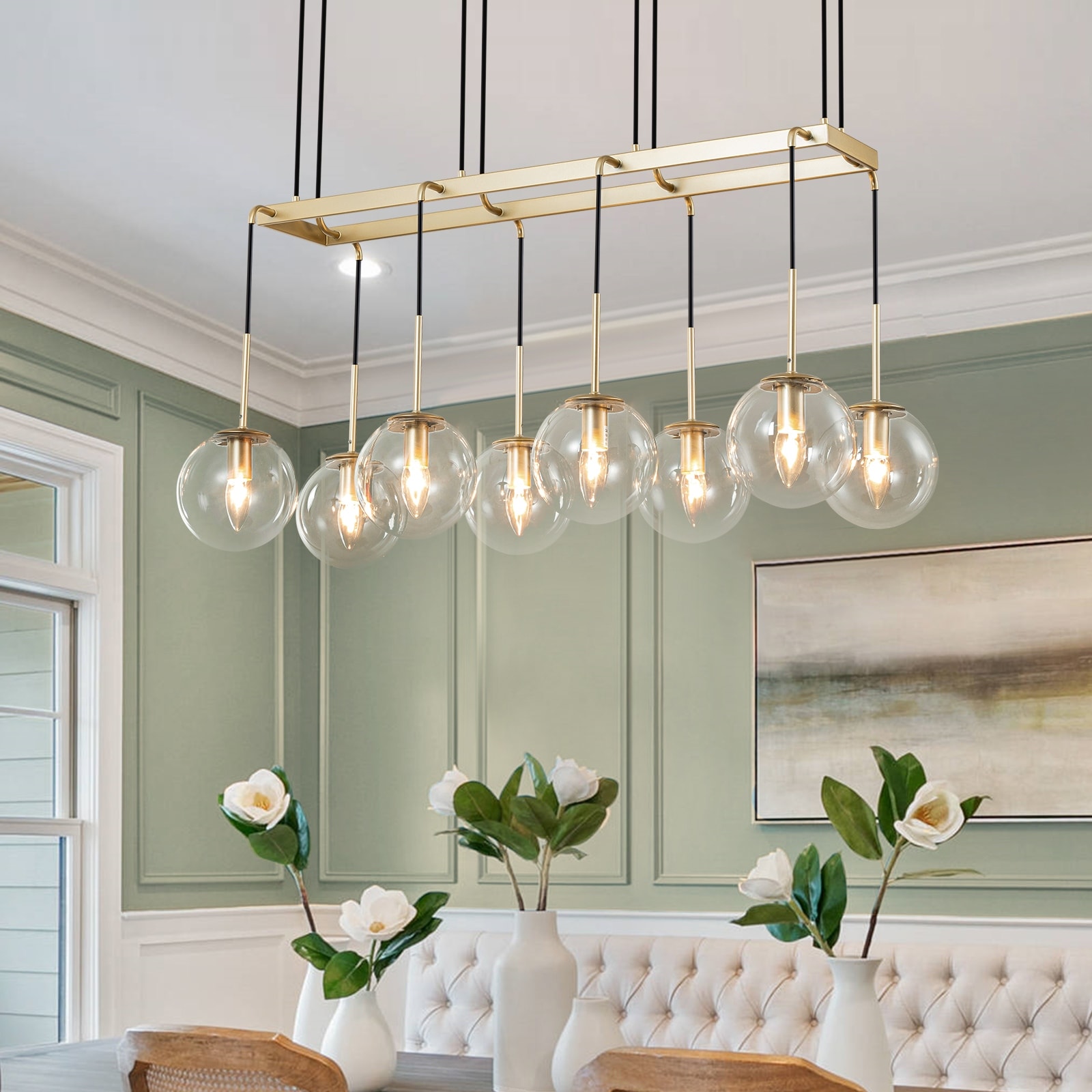 Chandelier with clear glass clearance shades