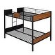 preview thumbnail 4 of 14, Full Over Full Bunk Bed with Steel Rail & Ladder - Rustic & Stylish
