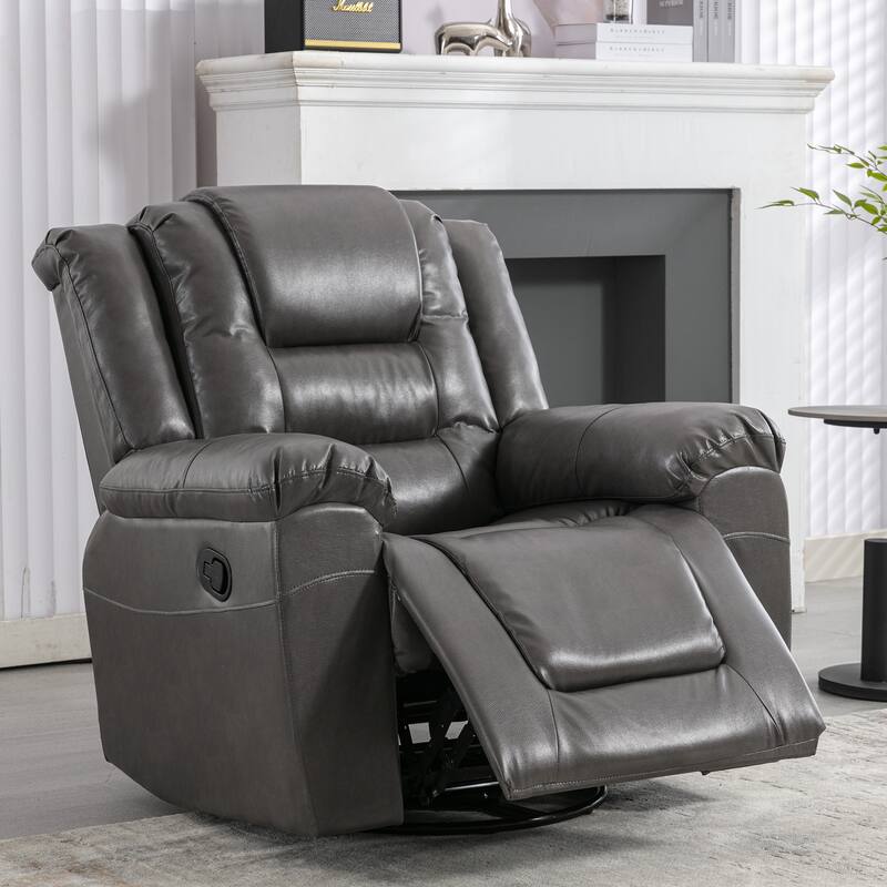 360° Swivel and Rocking Home Theater Recliner: Manual Recliner Chair with Wide Armrest