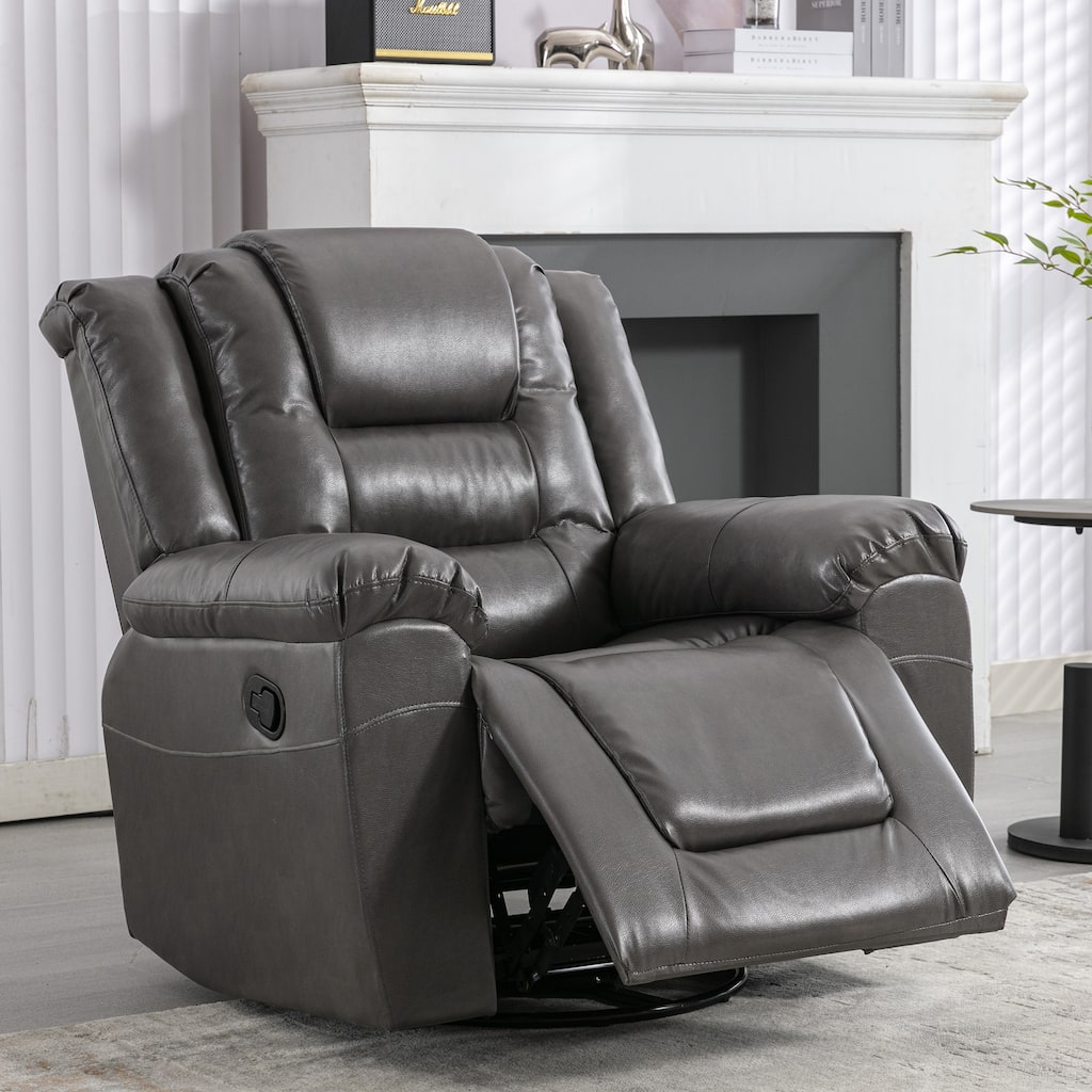 360°Swivel and Rocking Home Theater Recliner Manual Recliner Chair with Wide Armrest for Living Room, Bedroom