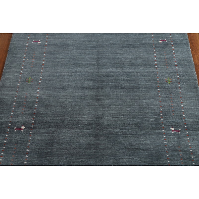 Hand Knotted Oriental 100% Wool Carpet Tribal Tribal Greys & Charcoal Gabbeh Area Rug - 5' 10'' X 3' 11''
