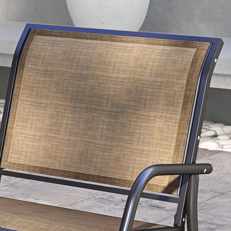 Outsunny Porch Glider with Breathable Mesh, Curved Armrests and Steel Frame for Garden, Poolside, Backyard, Balcony