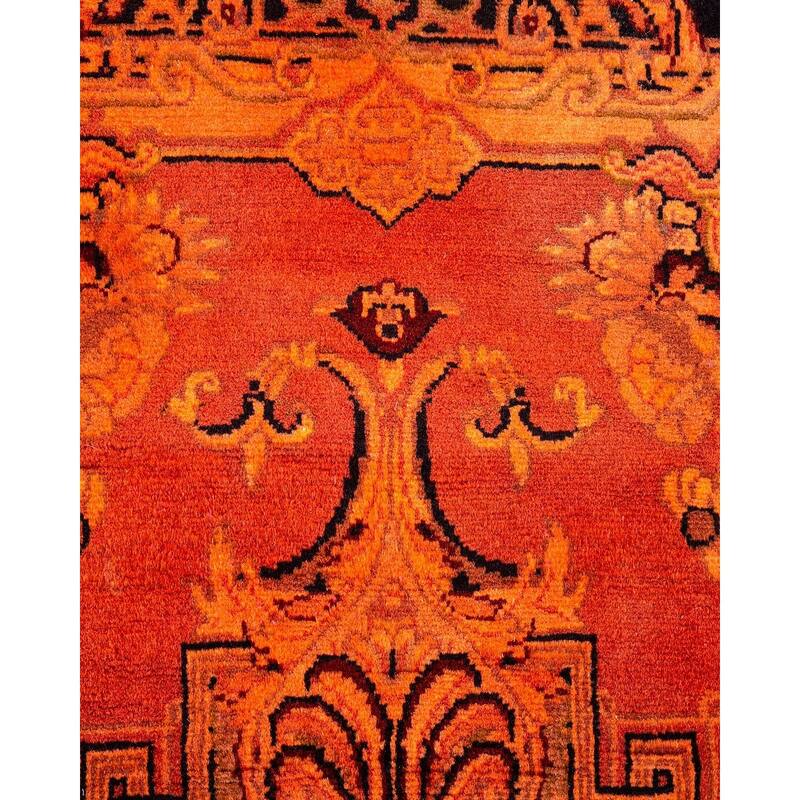 Overton Hand Knotted Wool Vintage Inspired Modern Contemporary Overdyed Orange Area Rug - 2' 7" x 4' 5"