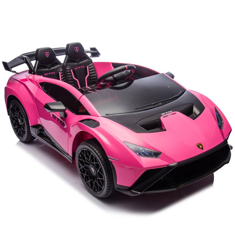 Lamborghini Huracan Sto 24V Kids Electric Ride-On Drift Car:Speeds 1.86-5.59 MPH,Ages 3-8, Foam Front Wheels,Drift Feature