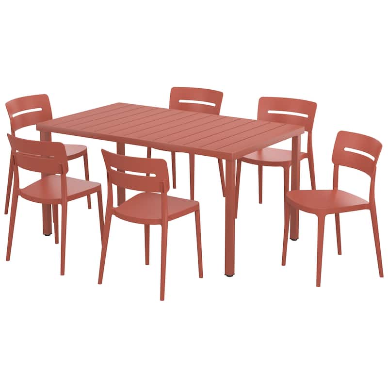 Frond and Form 6-Person Outdoor Rectangular Dining Set