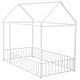 preview thumbnail 5 of 8, White Twin Size Metal House Bed Frame with Fence & Roof
