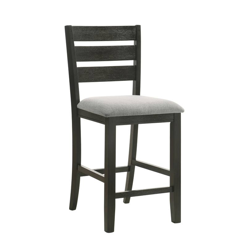 Contemporary Style Charcoal Finish Counter Height Dining Chair Bar Stool 2Pc Set Fabric Upholstery Wooden Furniture