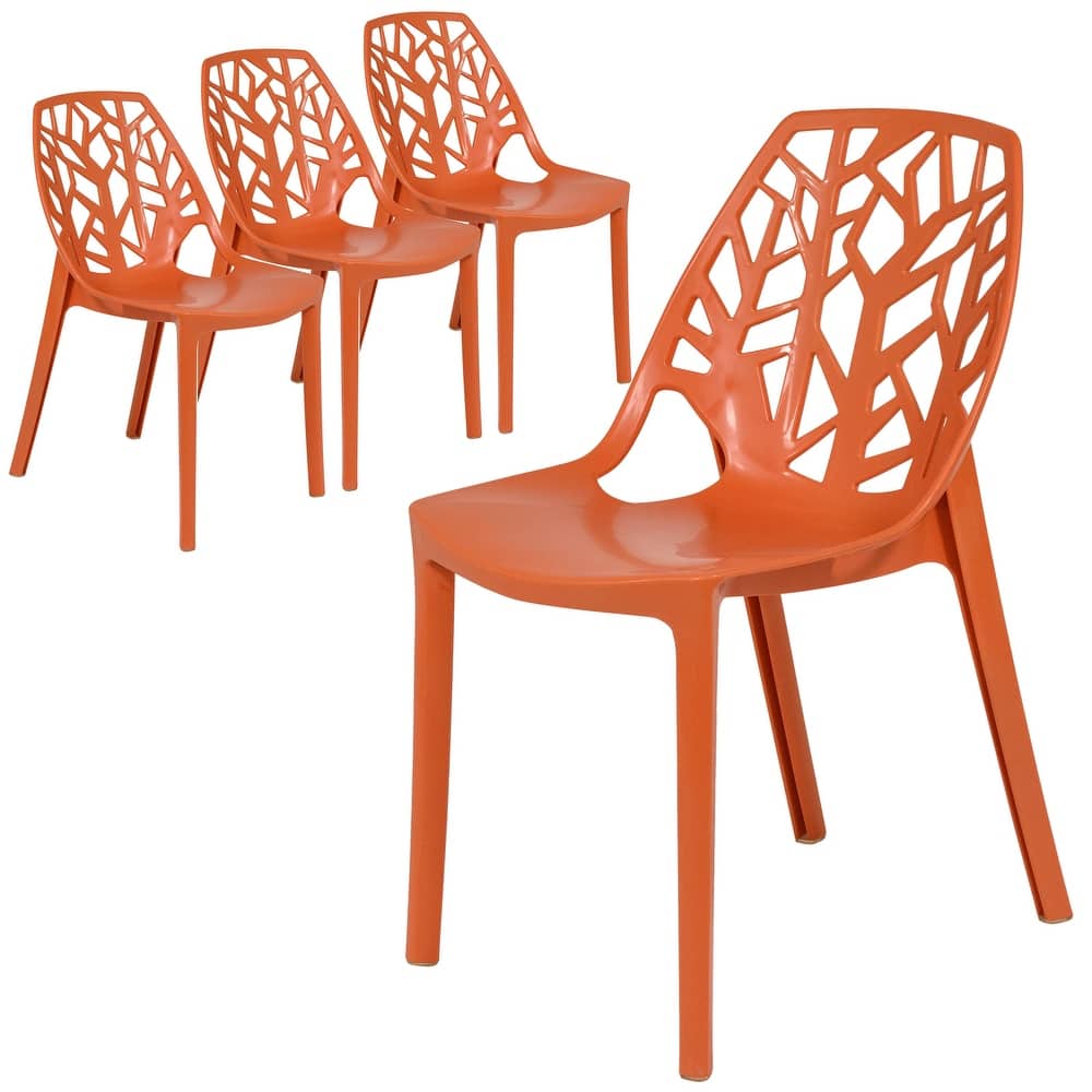 Cornelia Modern Stackable Dining Chair with Cut-out Design Accent Side Chair for Dining rooms, Patios, or Kitchens (Set of 4)